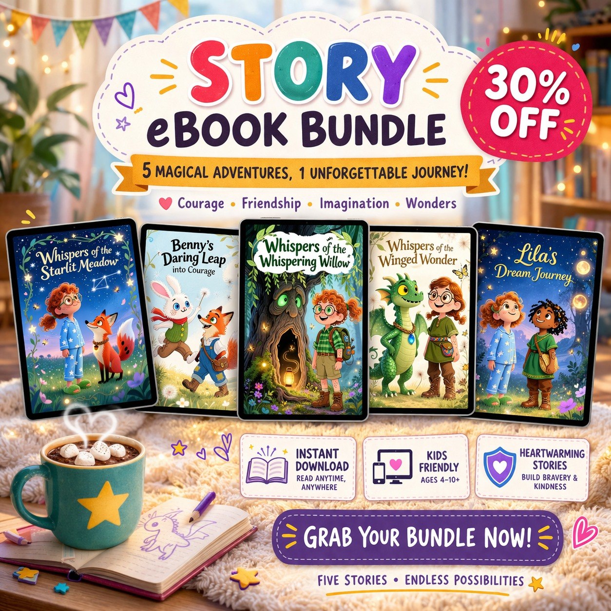 🌙 Bedtime Stories for Kids – 5-Book Collection | Magical Tales Your Child Will Ask For Every Night (Ages 2–10)